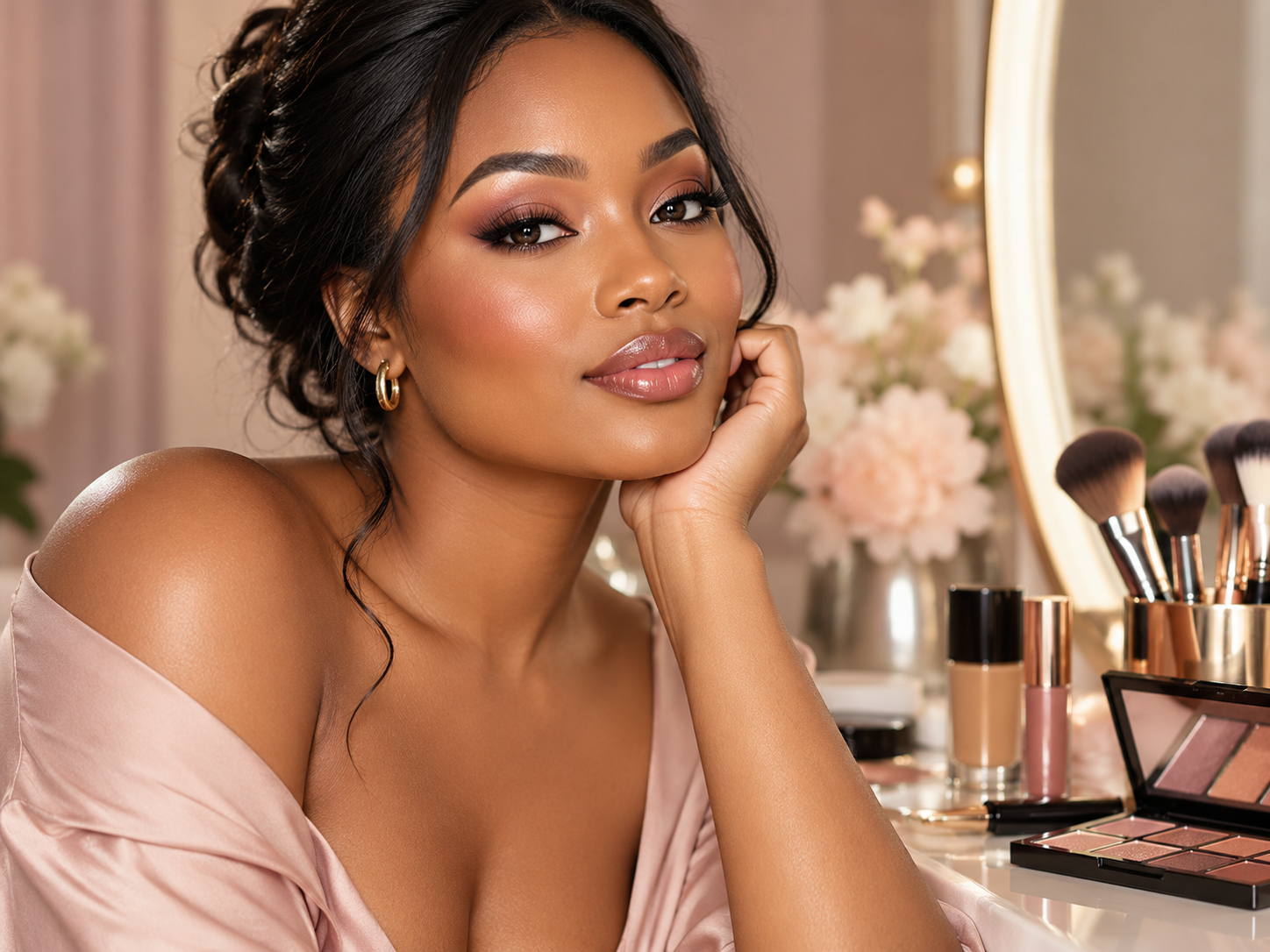 Illustrative beauty presentation featuring make-up and nails
